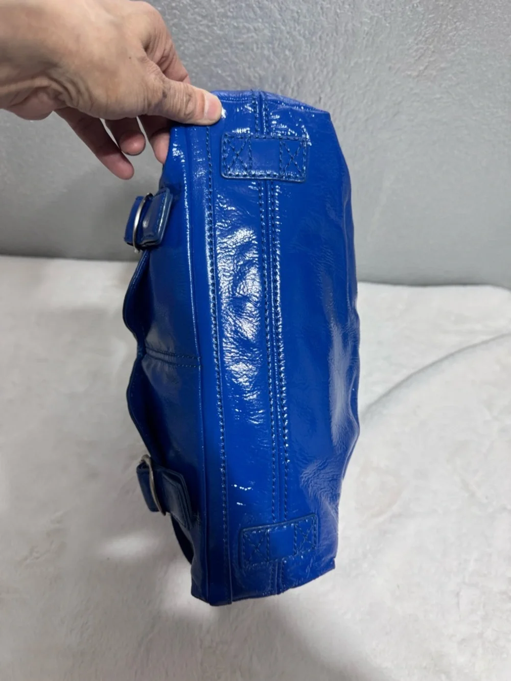 Patent Leather Shoulder Bag in Cobalt Blue - Picture 7 of 17